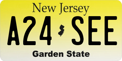NJ license plate A24SEE