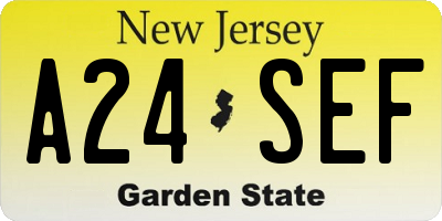 NJ license plate A24SEF