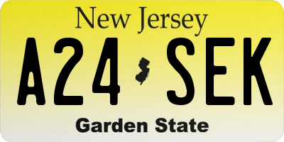 NJ license plate A24SEK