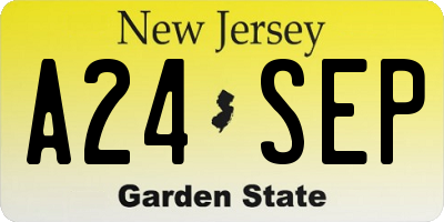 NJ license plate A24SEP