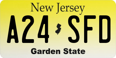 NJ license plate A24SFD