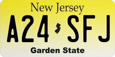 NJ license plate A24SFJ