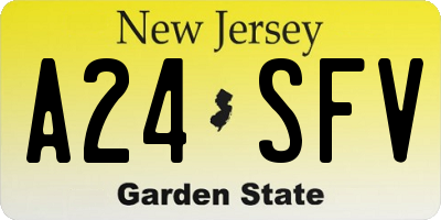 NJ license plate A24SFV
