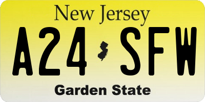NJ license plate A24SFW