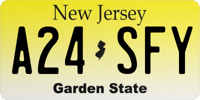 NJ license plate A24SFY