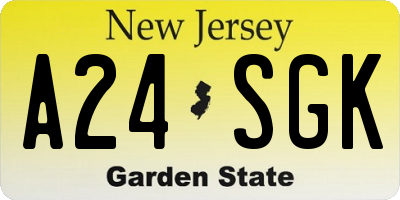 NJ license plate A24SGK