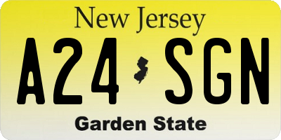 NJ license plate A24SGN