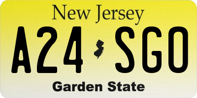 NJ license plate A24SGO