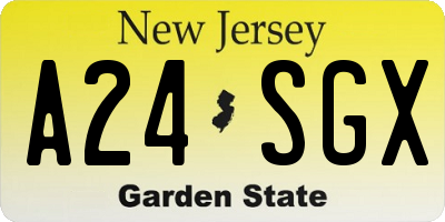 NJ license plate A24SGX