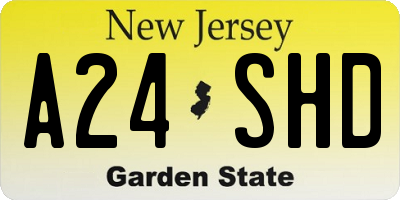 NJ license plate A24SHD