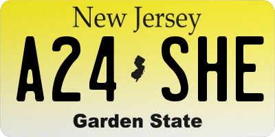 NJ license plate A24SHE
