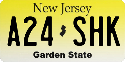 NJ license plate A24SHK