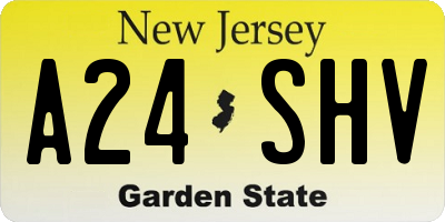 NJ license plate A24SHV