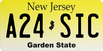 NJ license plate A24SIC