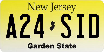 NJ license plate A24SID