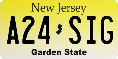 NJ license plate A24SIG