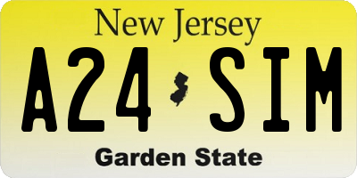 NJ license plate A24SIM