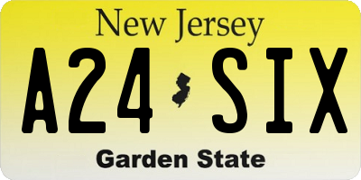 NJ license plate A24SIX