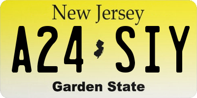 NJ license plate A24SIY