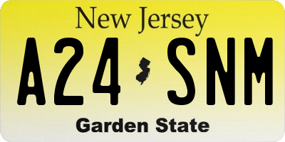NJ license plate A24SNM
