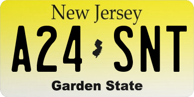 NJ license plate A24SNT