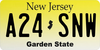 NJ license plate A24SNW