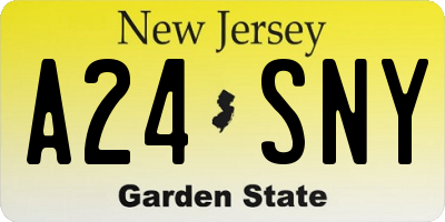 NJ license plate A24SNY