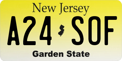 NJ license plate A24SOF