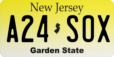 NJ license plate A24SOX