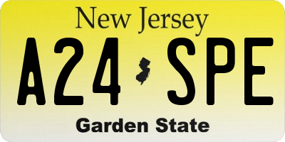 NJ license plate A24SPE