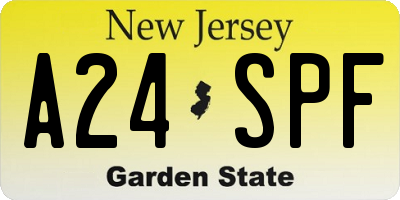 NJ license plate A24SPF
