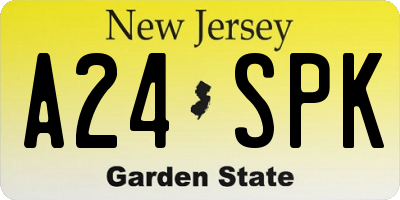 NJ license plate A24SPK