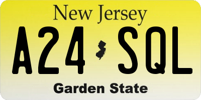 NJ license plate A24SQL