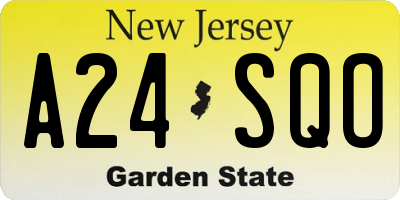 NJ license plate A24SQO