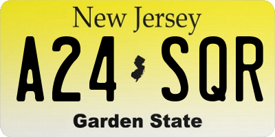 NJ license plate A24SQR
