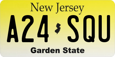 NJ license plate A24SQU