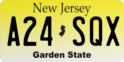 NJ license plate A24SQX