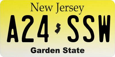 NJ license plate A24SSW