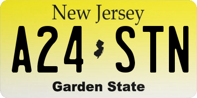NJ license plate A24STN
