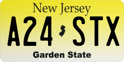 NJ license plate A24STX