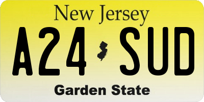 NJ license plate A24SUD