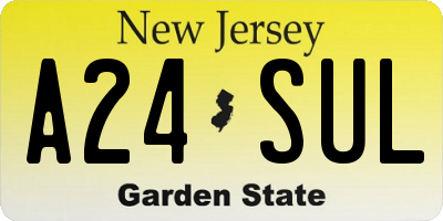 NJ license plate A24SUL