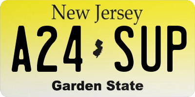 NJ license plate A24SUP