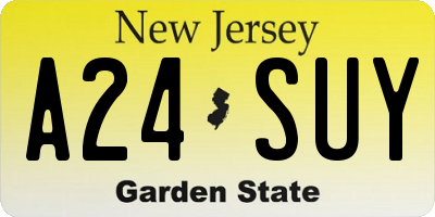 NJ license plate A24SUY