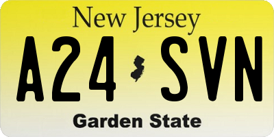 NJ license plate A24SVN