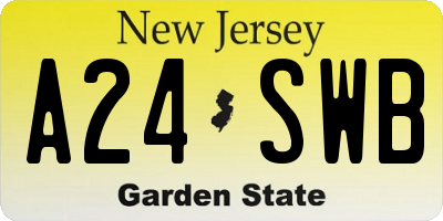 NJ license plate A24SWB