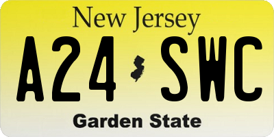 NJ license plate A24SWC