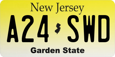 NJ license plate A24SWD