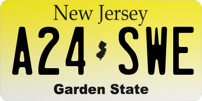 NJ license plate A24SWE