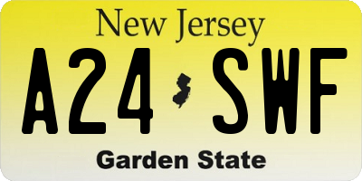NJ license plate A24SWF